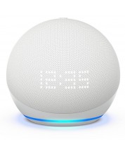 Смарт колона Amazon - Echo Dot 5, с часовник, бяла