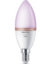 Смарт крушка Philips - C37, 4.9W, E14, RGB, бяла