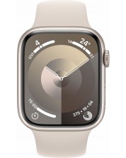 Смарт часовник Apple - Watch S9, 45mm, 1.9'', S/M, Starlight Sport -1