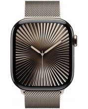 Смарт часовник Аpple - Watch S10 Cell, 42 mm, Natural Titanium Case with Natural Milanese Loop -1