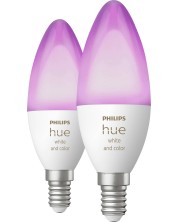Смарт крушки Philips - Hue WCA, 5.3W, E14, 2 броя, dimmer