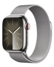 Смарт часовник Apple - Watch S9, Cellular, 45mm, Silver Milanese Loop -1