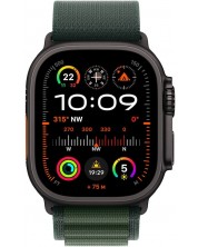 Смарт часовник Аpple - Watch Ultra2 v2 Cell, 49 mm, L, Black Titanium Case with Dark Green Alpine Loop -1