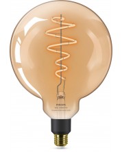 Смарт крушка Philips - Filament, 6W LED, E27, G200, Amber, dimmer -1
