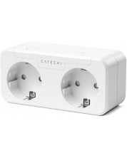 Смарт контакт Satechi - Dual Smart Outlet EU, бял -1