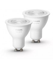 Смарт крушки Philips - HueW, 5.2W, GU10, 2 броя, dimmer, бели