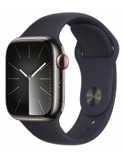 Смарт часовник Apple - Watch S9, Cellular, 45mm, Stainless Steel, S/M, Midnight