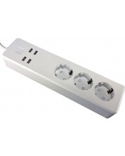 Смарт разклонител Febite - Ten-X-18734, 3 гнезда, 4x USB-A, бял