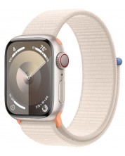Смарт часовник Apple - Watch S9, Cellular, 45mm, Starlight Sport Loop