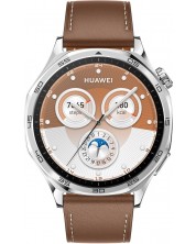 Смарт часовник Huawei - Watch GT5, 1.43'', 46 mm, Silver/Brown Leather -1