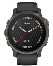 Смарт часовник Garmin - Fenix 6S Sapphire, 1.2", сив с черна каишка (разопакован) -1
