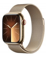 Смарт часовник Apple - Watch S9, Cellular, 41mm, Gold Milanese Loop -1