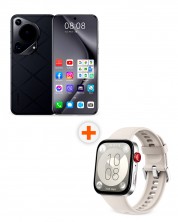 Смартфон Huawei - Pura 70 Ultra, 6.8'', 16GB/512GB, черен + Watch Fit 3, 1.82'', Moon White -1