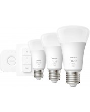 Смарт крушки Philips - HUE Get Started, 9.5W, E27, A60, 3 бpоя, dimmer -1