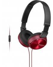 Слушалки с микрофон Sony - MDR-ZX310AP, червени -1