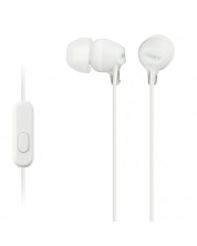 Слушалки с микрофон Sony - MDR-EX15AP, бели -1
