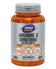 Sports Arginine & Ornithine, 100 капсули, Now -1