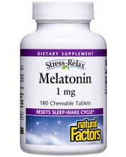 Stress-Relax Melatonin, 1 mg, 180 дъвчащи таблетки, Natural Factors