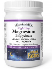 Stress-Relax Nighttime Magnesium Bisglycinate, 120 g, Natural Factors