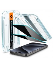 Стъклени протектори Spigen - tR EZ Fit Privacy, iPhone 15 Pro, 2 броя