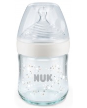 Стъклено шише NUK Nature Sense - Temperature control, Softer, 120 ml, бяло
