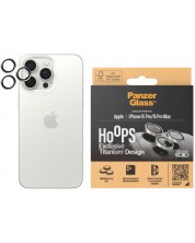Стъклен протектор за камера PanzerGlass - Titanium Hoops, iPhone 15 Pro/15 Pro Max, бял