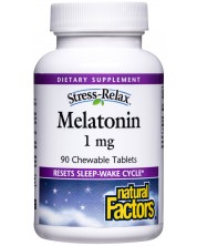 Stress-Relax Melatonin, 1 mg, 90 дъвчащи таблетки, Natural Factors -1