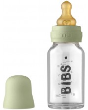 Стъклена бебешка бутилка с аксесоари Bibs - 110 ml, зелена -1
