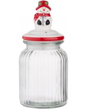 Стъклен буркан с керамичен капак ADS - Snowman, 900 ml -1