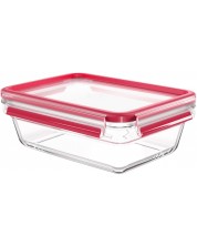 Стъклена кутия за храна Tefal - Clip & Close, 1.3 L, червена