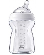 Стъклено шише със силиконов биберон Chicco Natural Feeling - 1 капка, 250 ml.