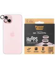 Стъклен протектор за камера PanzerGlass - Hoops, iPhone 15/15 Plus, розов