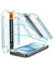 Стъклени протектори Spigen - tR EZ Fit, iPhone 15, 2 броя