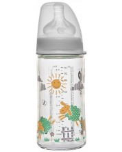 Бебешко стъклено шише NIP - Wide-Neck, Flow M, 240 ml, 6+ м -1