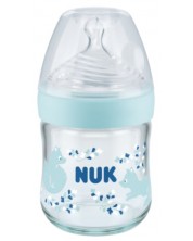 Стъклено шише NUK Nature Sense - Temperature control, Softer, 120 ml, синьо -1