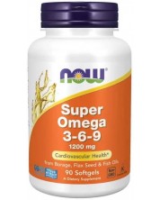 Super Omega 3-6-9, 1200 mg, 90 гел капсули, Now
