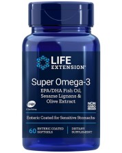 Super Omega-3, 60 стомашно-устойчиви софтгел капсули, Life Extension -1