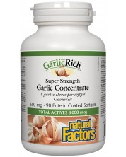 Super Strength Garlic Concentrate, 90 капсули, Natural Factors