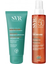 SVR Sun Secure Комплект - Мляко за след слънце и Сухо олио за лице и тяло, SPF50, 2 x 200 ml