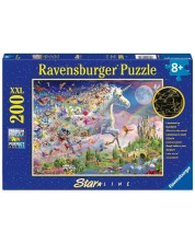 Светещ пъзел Ravensburger от 200 XXL части - Пеперуди и еднорог