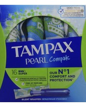 Тампони с апликатор Tampax - Super Pearl, 16 броя -1