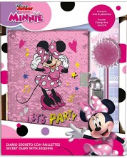 Таен дневник Disney - Minnie,  с пайети и химикалка