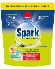 Таблетки за съдомиялна Sano - Spark Total Action, 30 броя