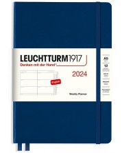 Тефтер Leuchtturm1917 Weekly Planner - A5, тъмносин 2024 -1