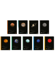 Тетрадка Elisa - Planets, A5, 62 листа, широки редове, асортимент -1