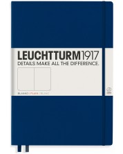 Тефтер Leuchtturm1917 Master Classic - А4+, бели страници, син -1
