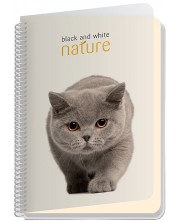 Тетрадка със спирала Black&White Nature - А4, 100 листа, широки редове, асортимент