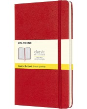 Тефтер с твърди корици Moleskine Classic Squared - Червен, листове на квадратчета