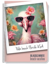 Тетрадка със спирала Black&White Beach Vacation - A4, 105, листа, широки редове, асортимент -1