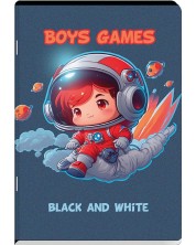 Тетрадка Black&White Boy 2 - A5, 24 листа, тесни и широки редове, асортимент -1